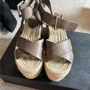 Marc Fisher Brown Espadrille Sandals with Jute Sole